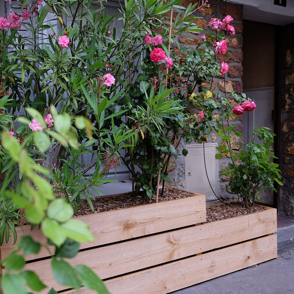 jardinière rectangulaire en bois sur mesure